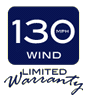 Up to 130 MPH Limited Wind Warranty Logo