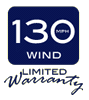 Logo for 130 MPH Limited Wind Warranty 