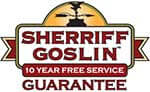 10-Year FREE Service Guarantee logo by Sherriff Goslin Roofing
