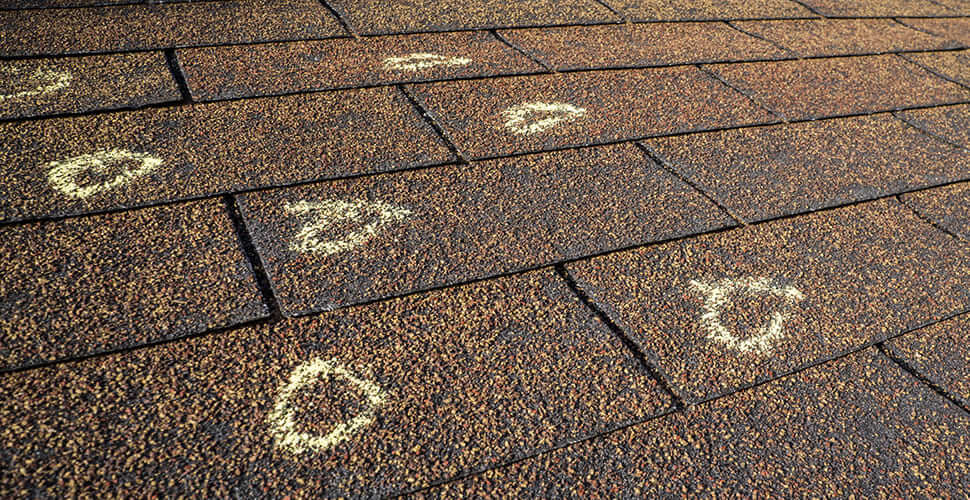 damaged roof by hailing 